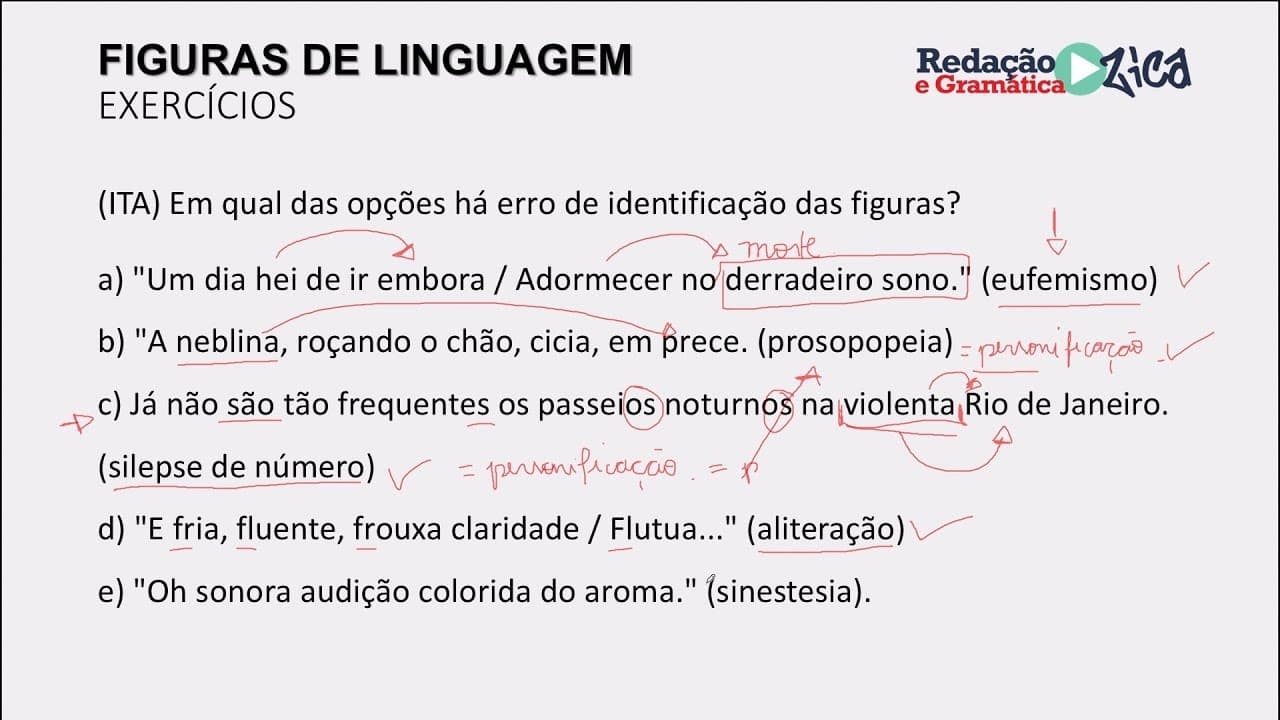 Thumbnail: FIGURAS DE LINGUAGEM: RESOLUÇÃO DE EXERCÍCIOS - ITA, VUNESP, FUNCAB, MACKENZIE E UFU - Profa. Pamba