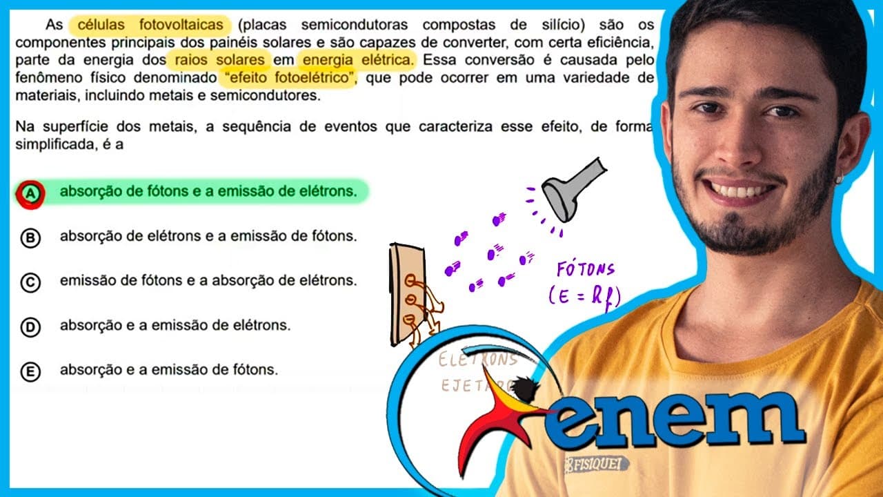 Thumbnail: ENEM 2020 Digital - As células fotovoltaicas (placas semicondutoras compostas de silício) são os com