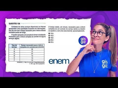Thumbnail da aula: ENEM - QUESTÃO 136 - MÉDIA ARITMÉTICA - PROVA VERDE 2024 MATEMÁTICA