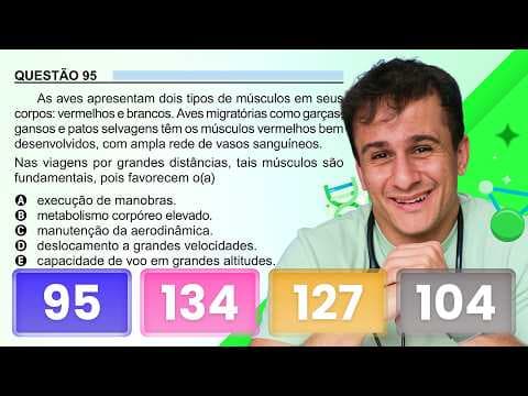 Thumbnail da aula: ENEM 2023 - As aves apresentam dois tipos de músculos em seus corpos: vermelhos e brancos.