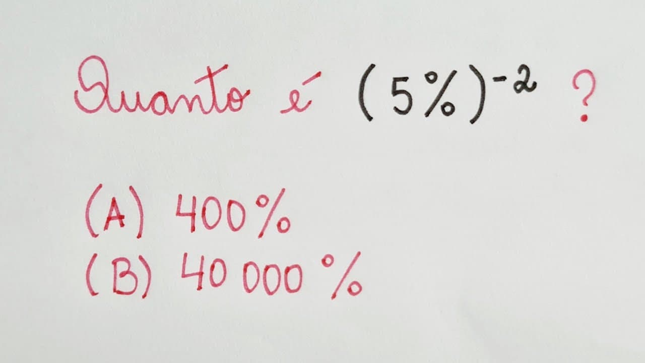 Thumbnail: 🔔 Quanto é (5%)‾² ? - Potência com expoente negativo - Professora Angela Matemática