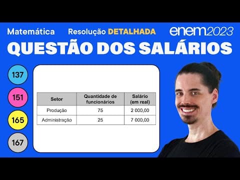 Thumbnail da aula: 🔵 Questão da média dos salários: ENEM 2023 Matemática (Detalhada) - Estatística Geral