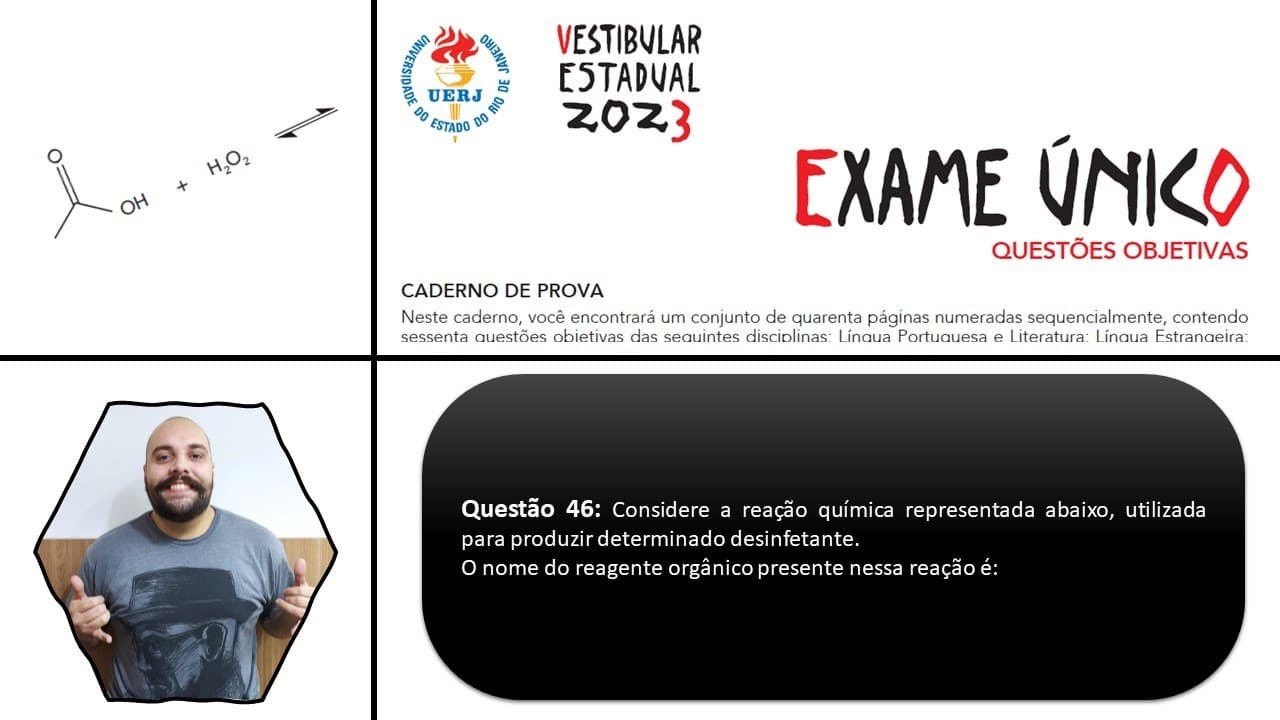 Thumbnail: UERJ 2023 - Considere a reação química representada abaixo, utilizada para produzir determinado