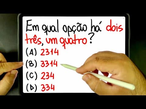 Thumbnail da aula: 🔥 RACIOCÍNIO LÓGICO: DOIS TRÊS, UM QUATRO = ??? Você consegue resolver?