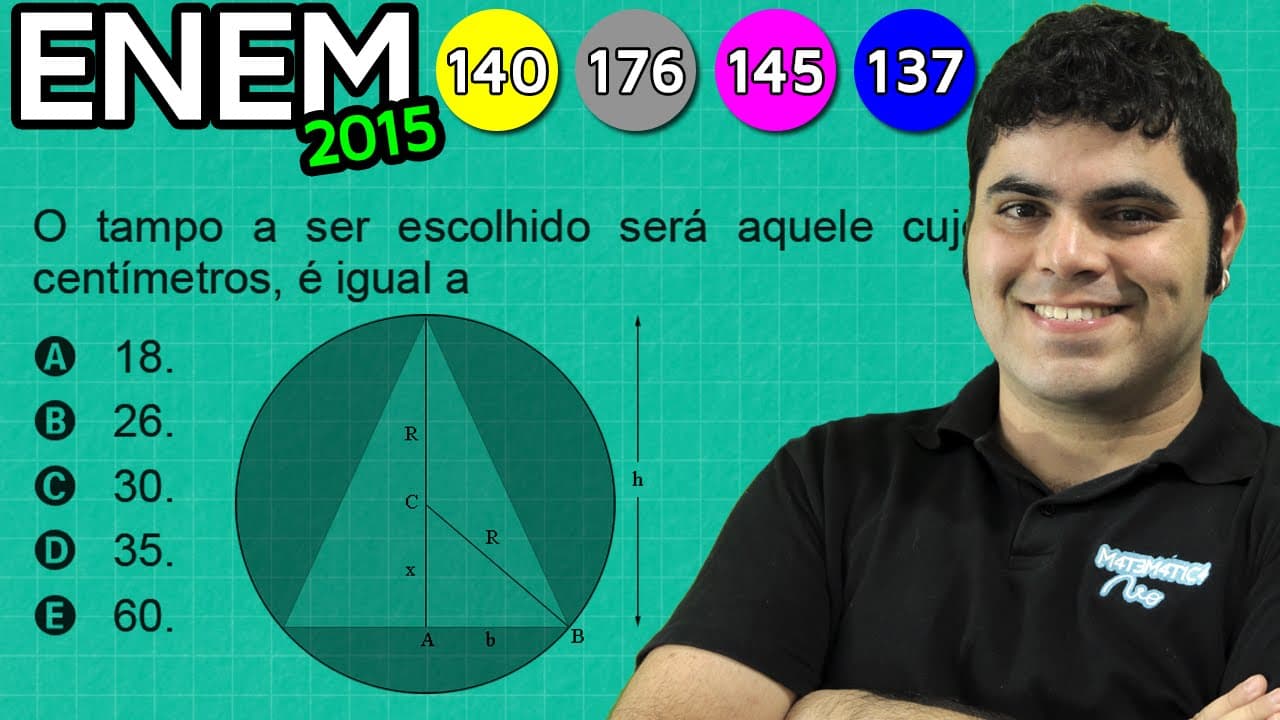 Thumbnail: ENEM 2015 Matemática #2 - Raio do Círculo e Altura do Triângulo Equilátero