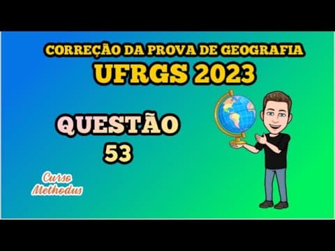 Thumbnail da aula: 53 de 2023 da prova de Geografia da UFRGS - Desastre natural ou ambiental é o resultado de adversos
