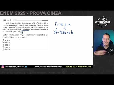 Thumbnail da aula: ENEM 2025 - A laje de um depósito de bebidas tem 50 m2 de área útil de armazenamento e foi projetada