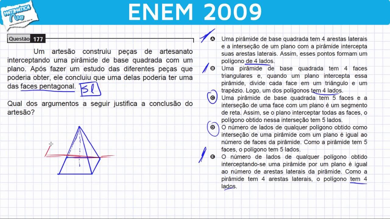 Thumbnail: ENEM 2009 Matemática #42 - Pirâmide Cortada por um Plano