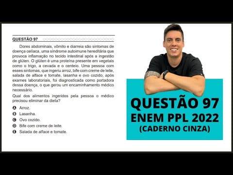 Thumbnail da aula: BIOLOGIA ENEM PPL 2022! "Dores abdominais, vômito e diarreia são sintomas..."