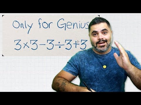 Thumbnail da aula: 3×3-3÷3+3 = ? 😱 Um CEO fez essa PERGUNTA numa ENTREVISTA DE EMPREGO! Você Consegue Resolver?
