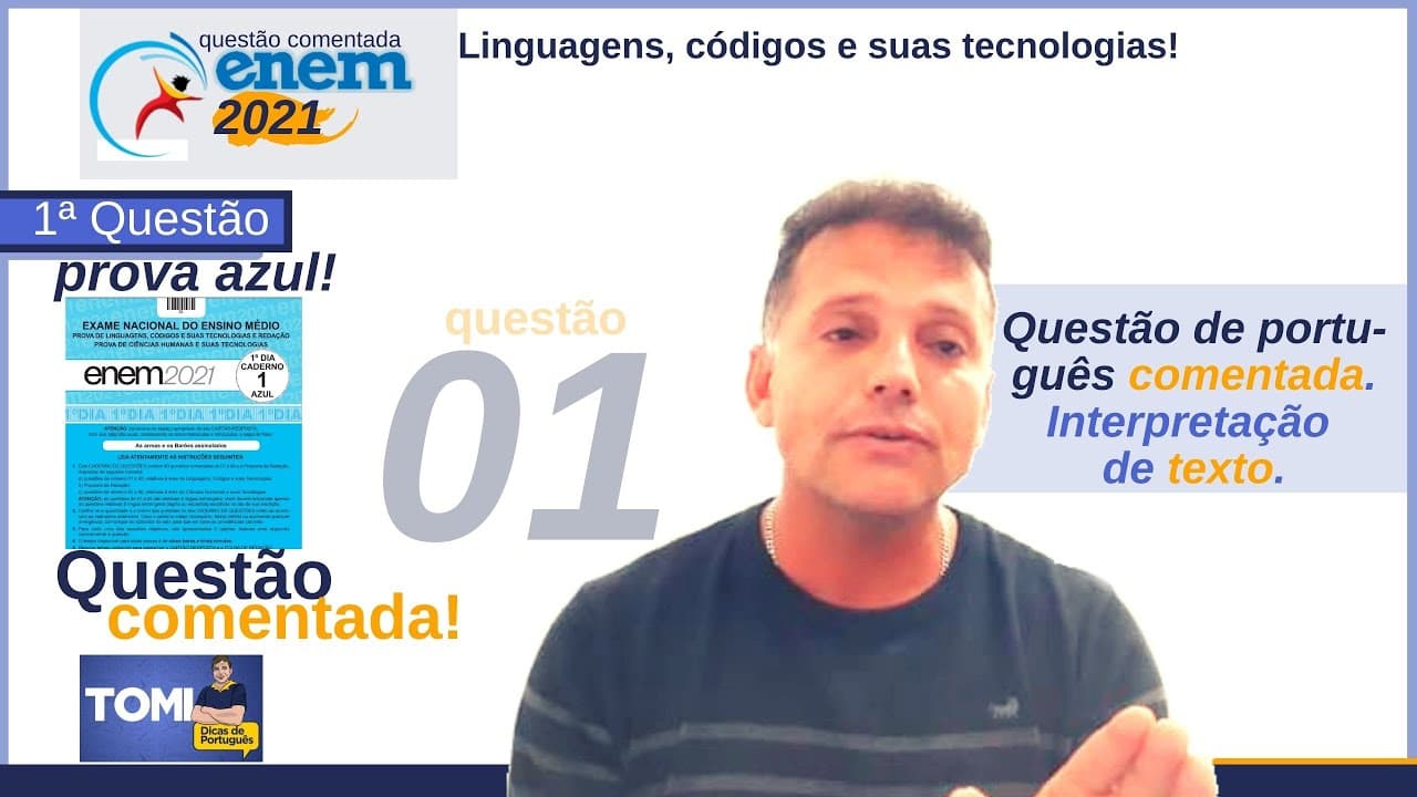 Thumbnail: #Enem: questão de português comentada. Interpretação de texto