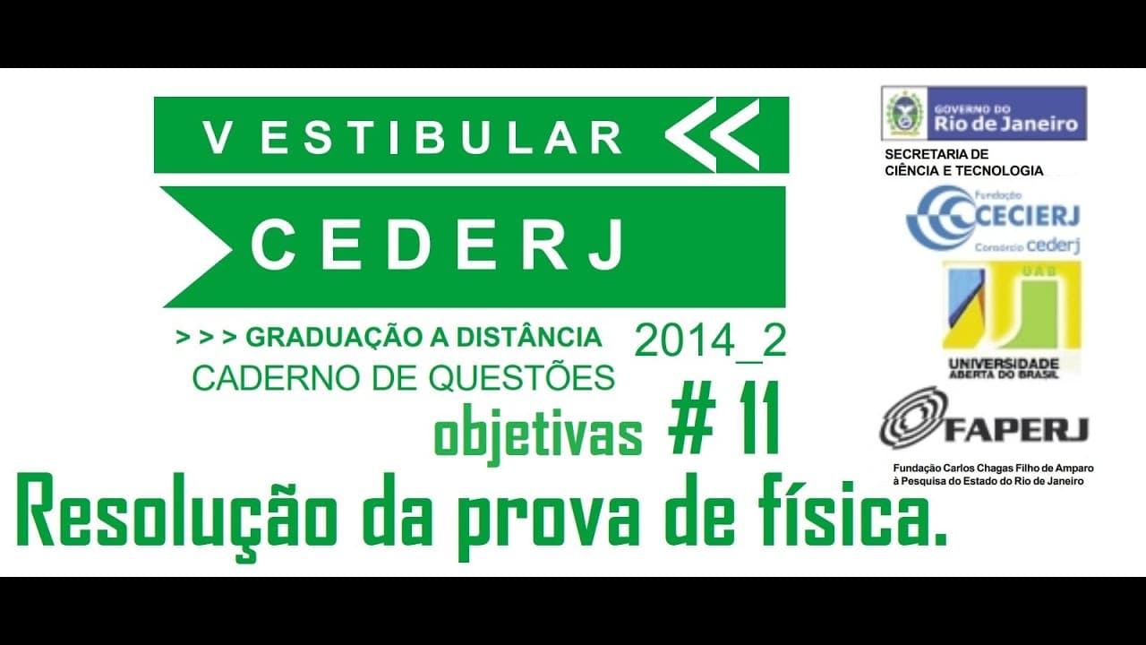 Thumbnail: Resolução da prova de FÍSICA – CEDERJ/ Objetivas – 2014/2 – Questão:11.