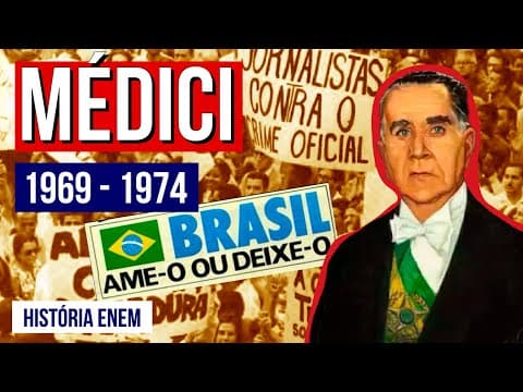 Thumbnail da aula: GOVERNO MÉDICI: Ditadura, luta armada, censura, e milagre econômico | RESUMO DE HISTÓRIA ENEM