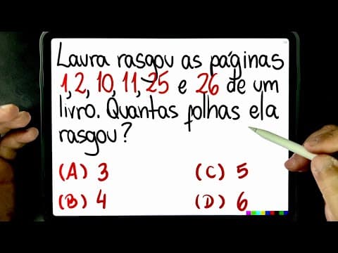 Thumbnail da aula: 🔥 Raciocínio Lógico ao RASGAR FOLHAS de um LIVRO 📖 Você consegue resolver o problema matemático?