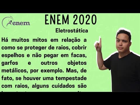 Thumbnail da aula: ENEM 2020 - Há muitos mitos em relação a como se proteger de raios, cobrir espelhos e não pegar em
