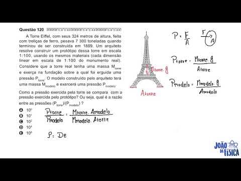 Thumbnail da aula: ENEM 2020 - Pressão - A Torre Eiffel, com seus 324 metros de altura, feita com treliças de ferro