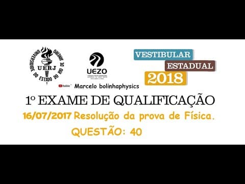 Thumbnail da aula: Resolução da prova de FÍSICA – 1° EXAME DE QUALIFICAÇÃO – UERJ 2018. Questão 40.
