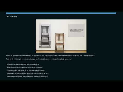 Thumbnail da aula: 04.(ENEM 2020) A obra de Joseph Kosuth data de 1965 e se constitui por uma fotografia de cadeira